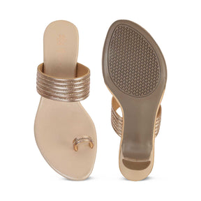 Tresmode Jer Champagne Women's Dress Heel Sandals