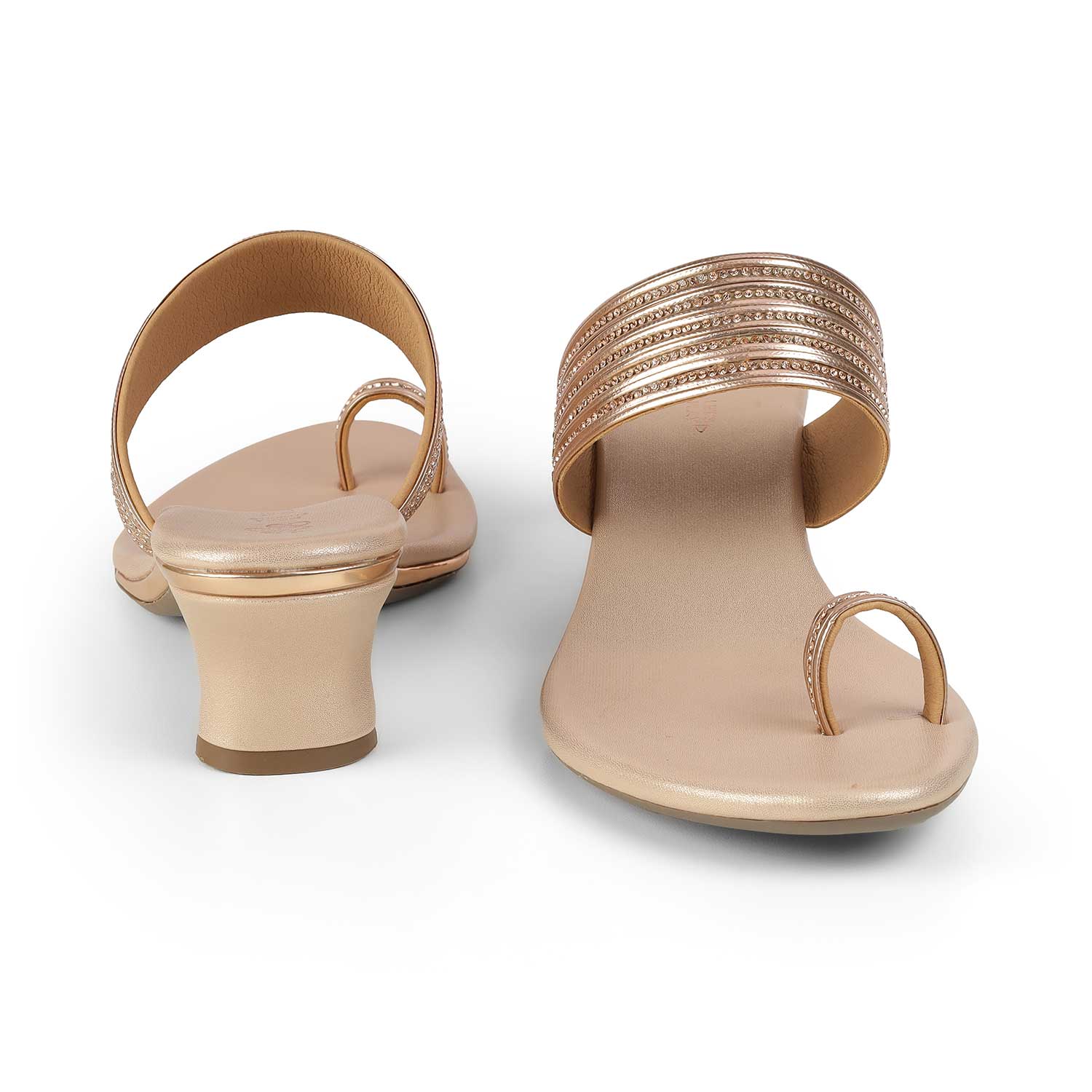 Tresmode Jer Champagne Women's Dress Heel Sandals