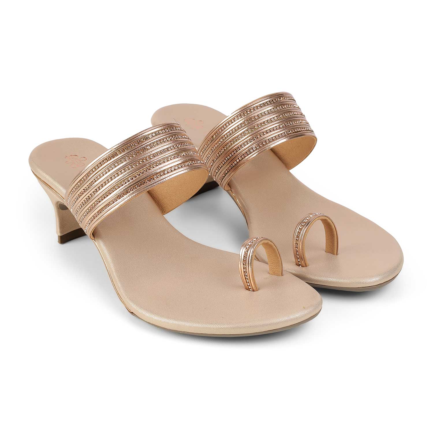 Tresmode Jer Champagne Women's Dress Heel Sandals