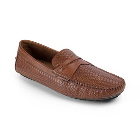 Tresmode Julien Tan Men's Leather Driving Penny Loafers
