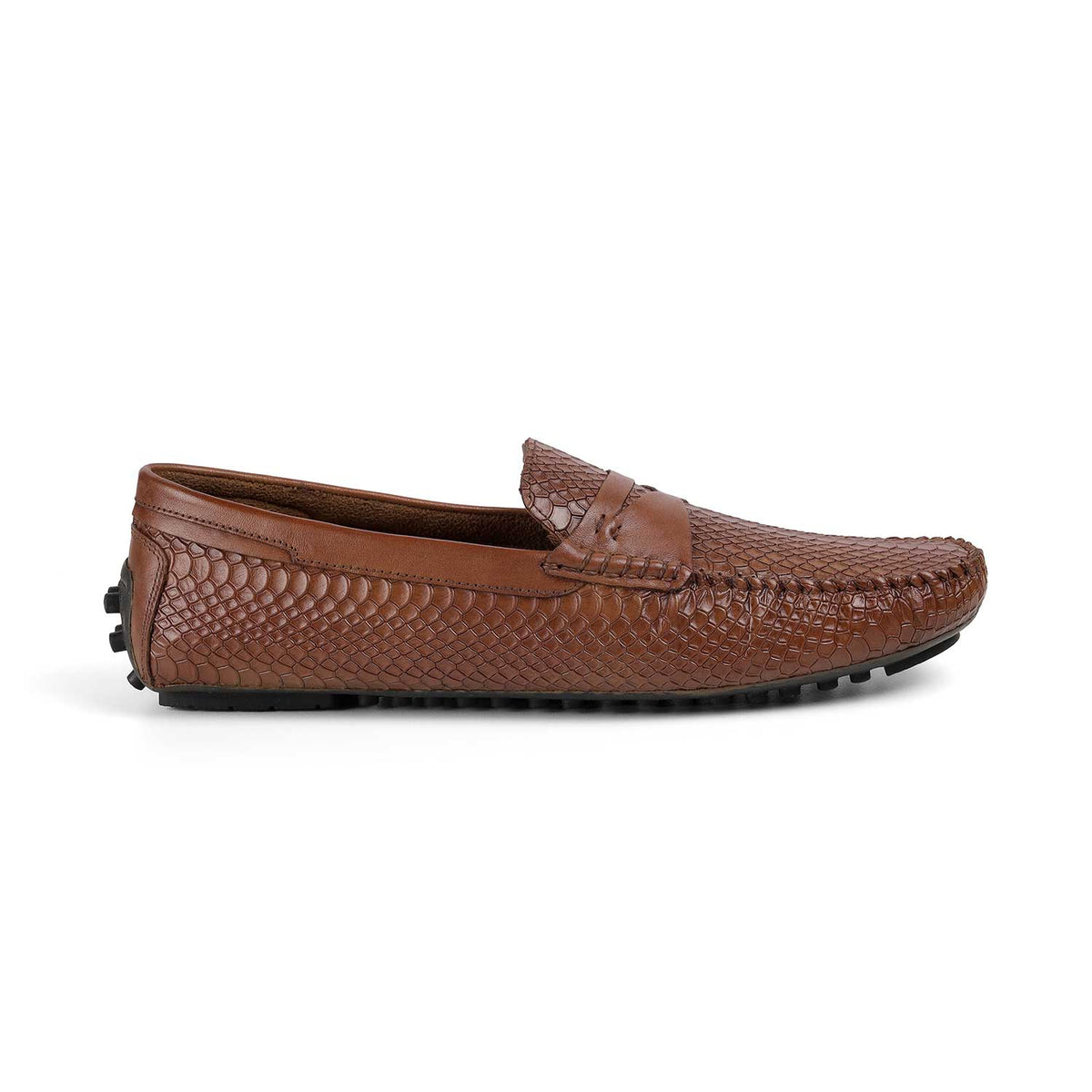Tresmode Julien Tan Men's Leather Driving Penny Loafers