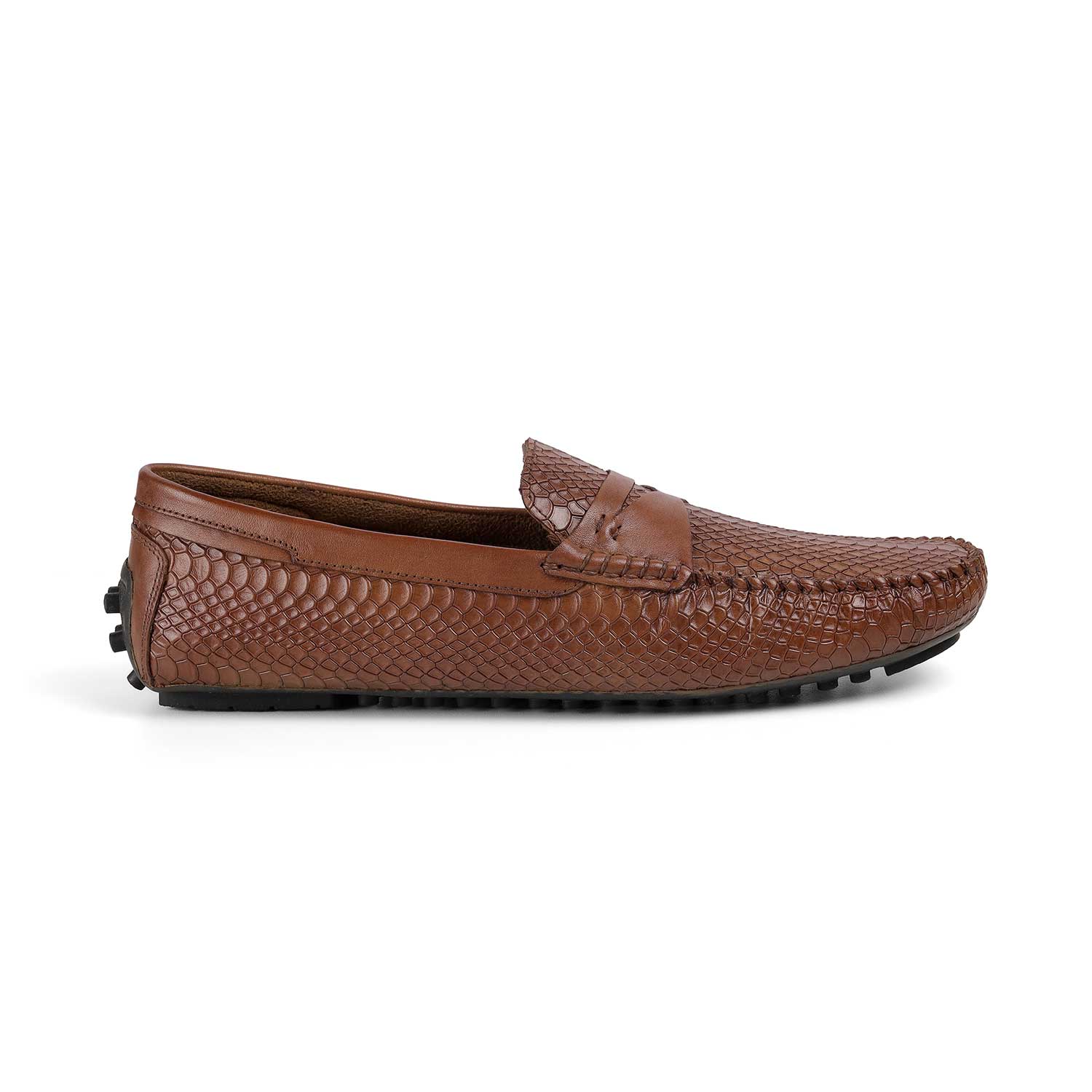 Tresmode Julien Tan Men's Leather Driving Penny Loafers