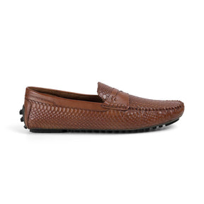Tresmode Julien Tan Men's Leather Driving Penny Loafers