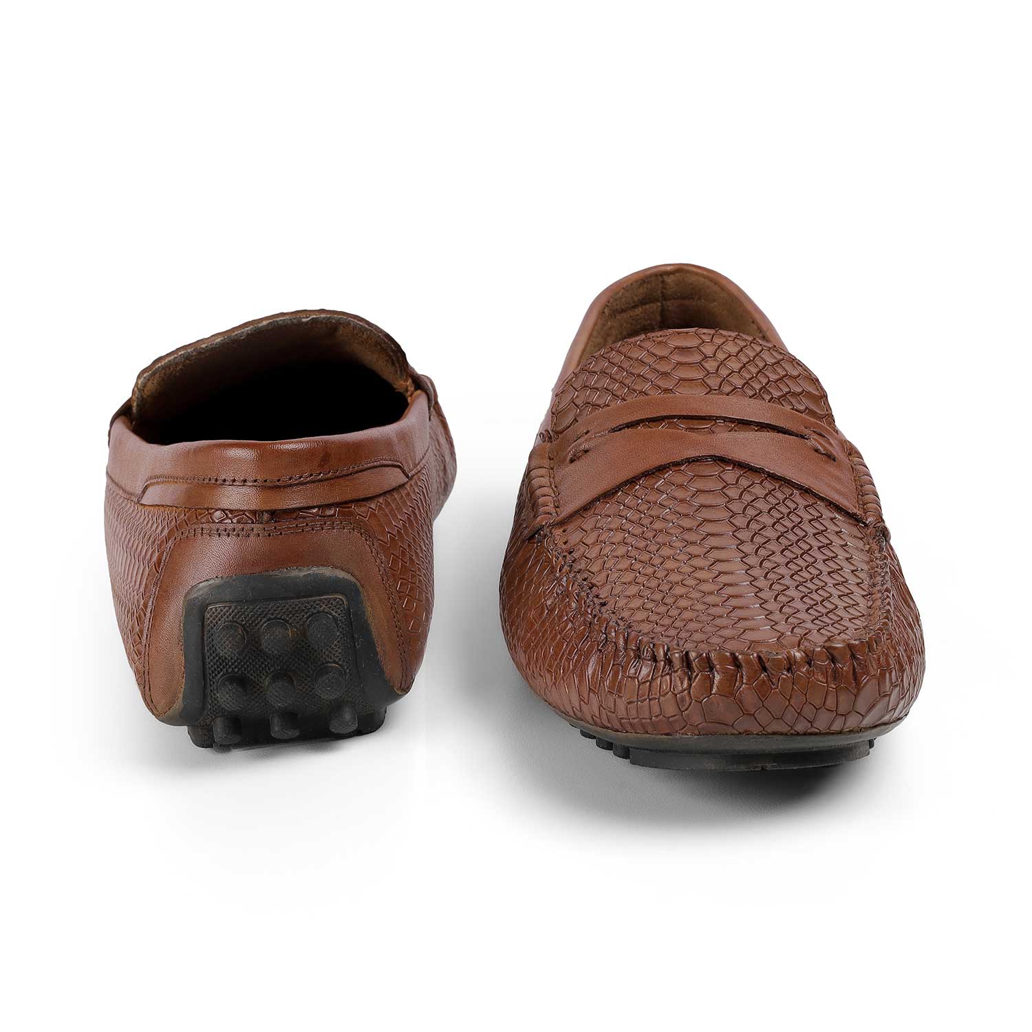 Tresmode Julien Tan Men's Leather Driving Penny Loafers