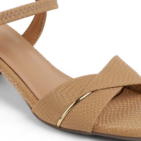 Tresmode Lex Beige Women's Dress Block Heel Sandals