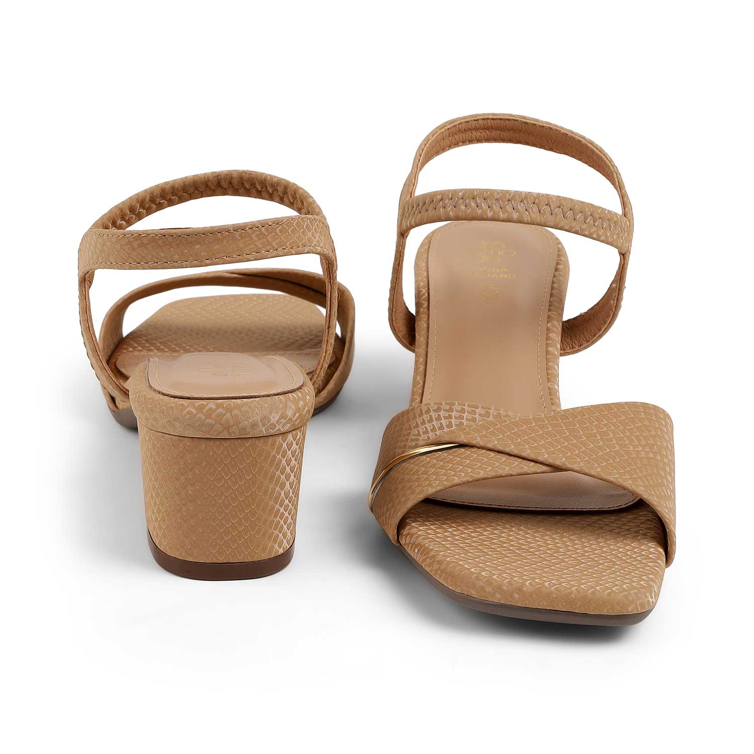 Tresmode Lex Beige Women's Dress Block Heel Sandals