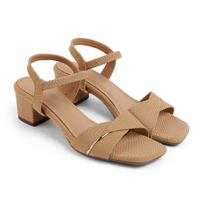 Tresmode Lex Beige Women's Dress Block Heel Sandals