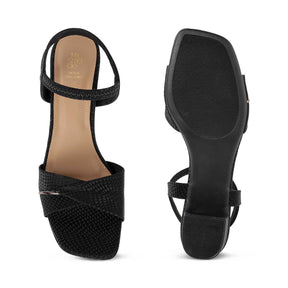 Tresmode Lex Black Women's Dress Block Heel Sandals