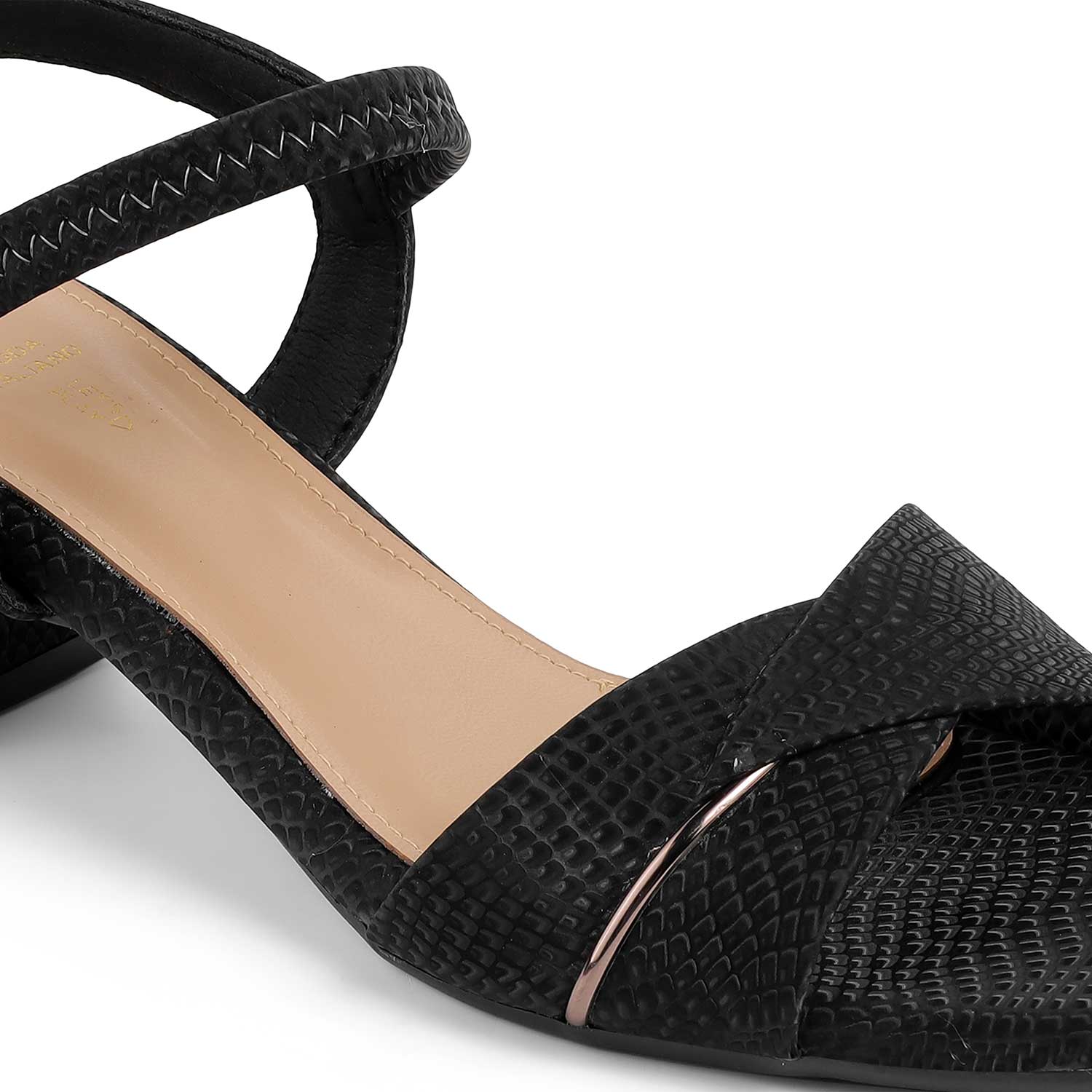 Tresmode Lex Black Women's Dress Block Heel Sandals
