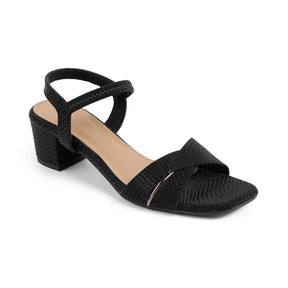 Tresmode Lex Black Women's Dress Block Heel Sandals