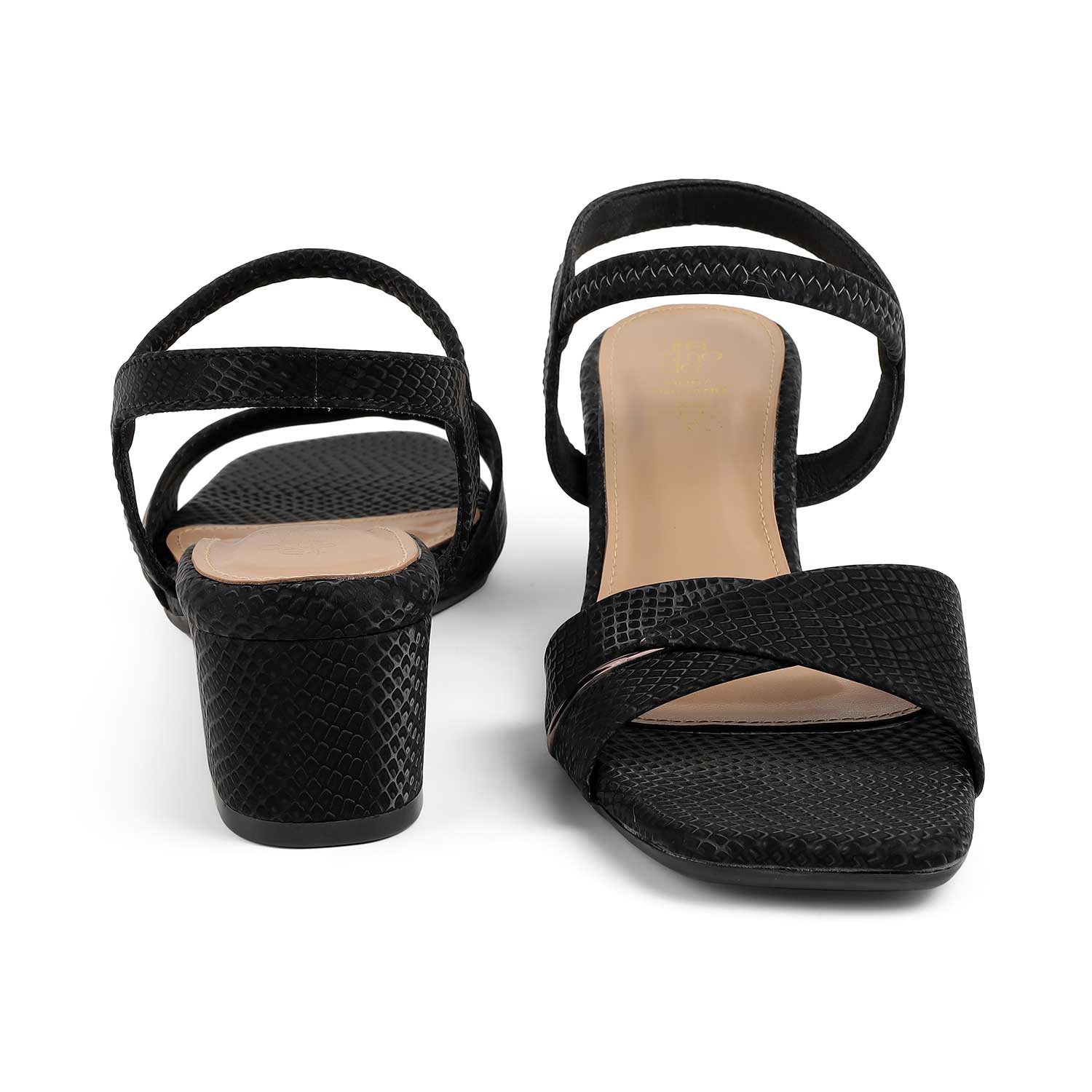 Tresmode Lex Black Women's Dress Block Heel Sandals