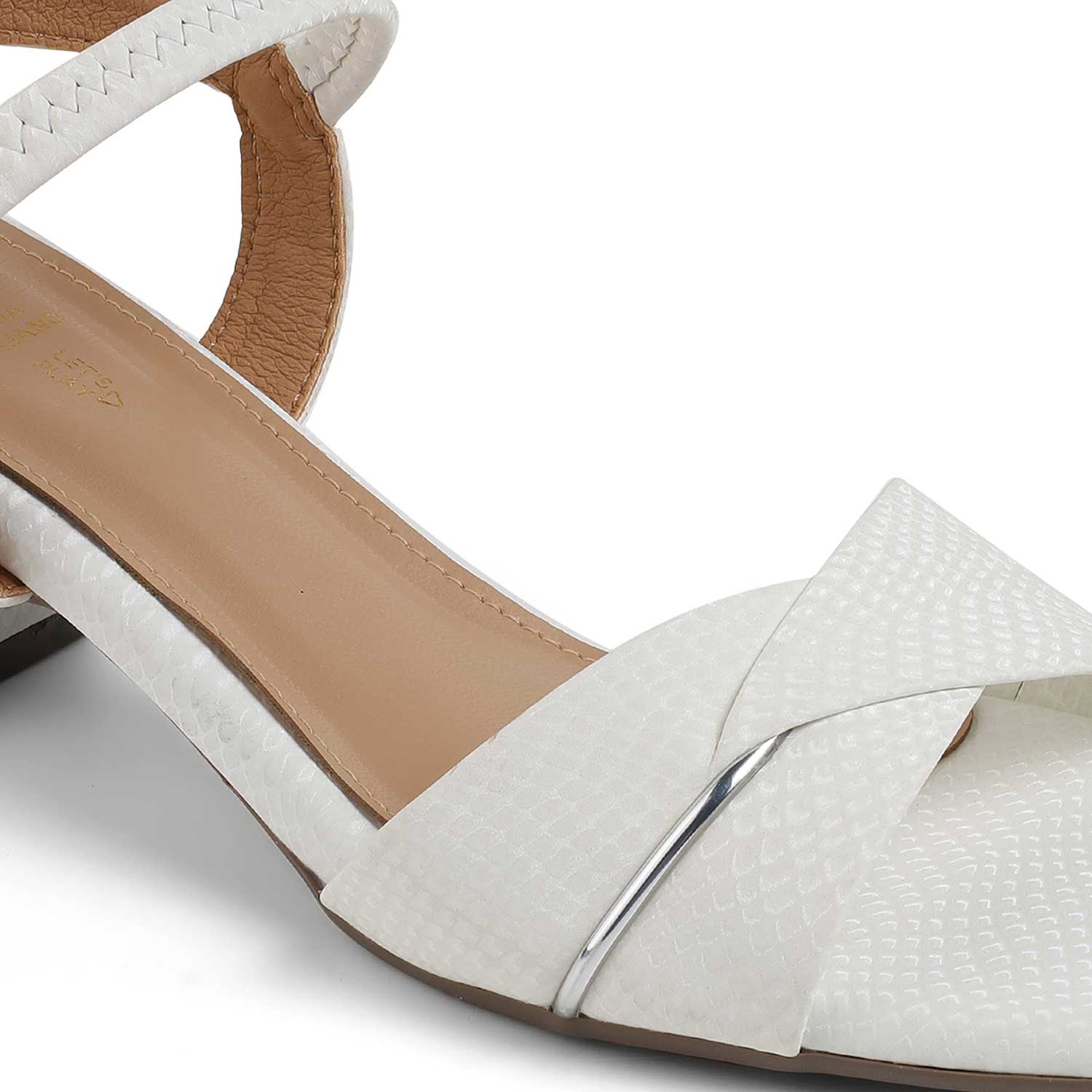 Tresmode Lex White Women's Dress Block Heel Sandals