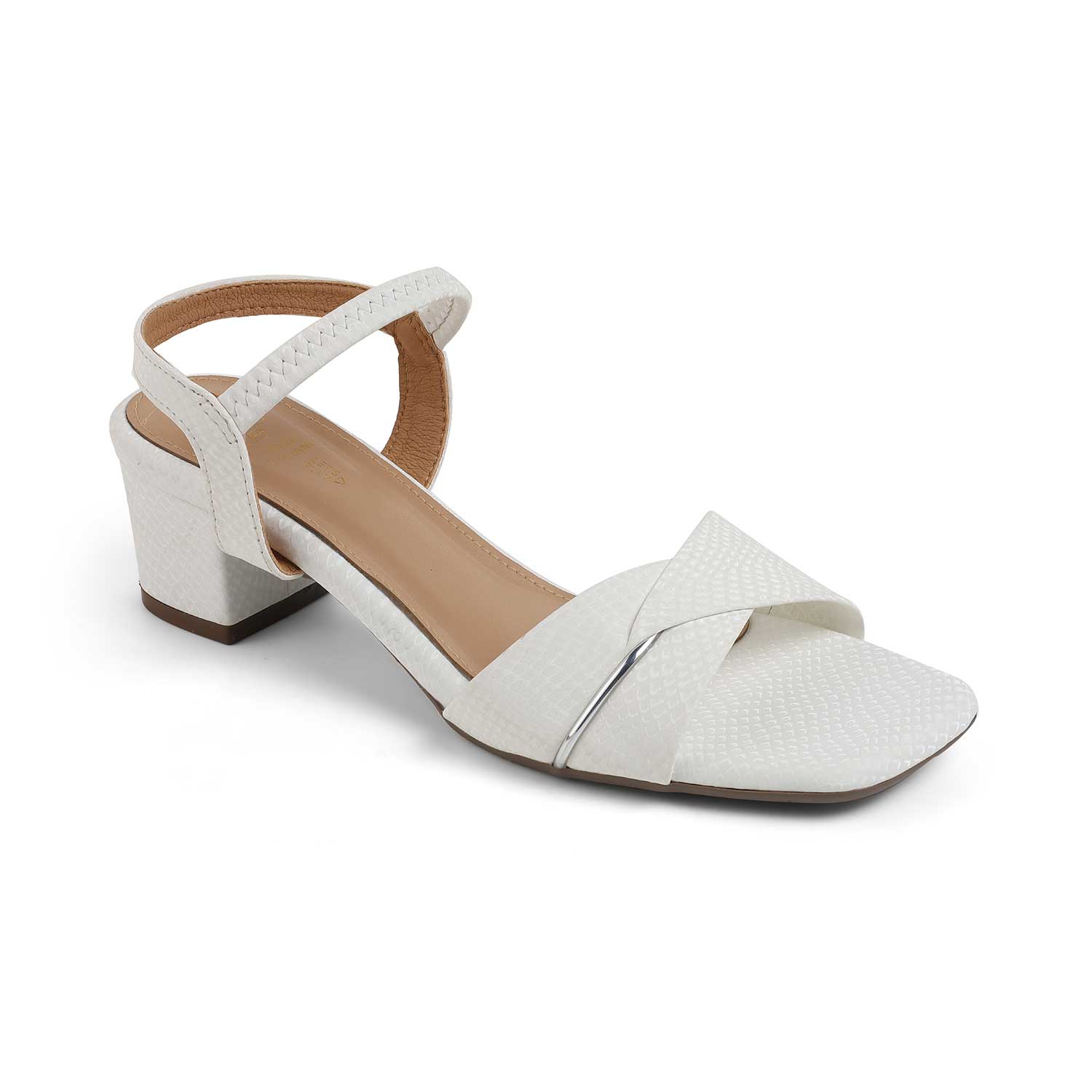 Tresmode Lex White Women's Dress Block Heel Sandals