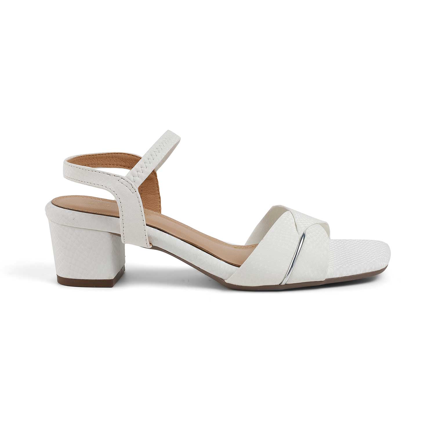 Tresmode Lex White Women's Dress Block Heel Sandals