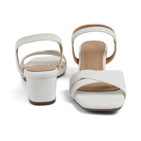 Tresmode Lex White Women's Dress Block Heel Sandals