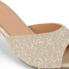 Tresmode Maines Gold Women's Dress Heel Sandals