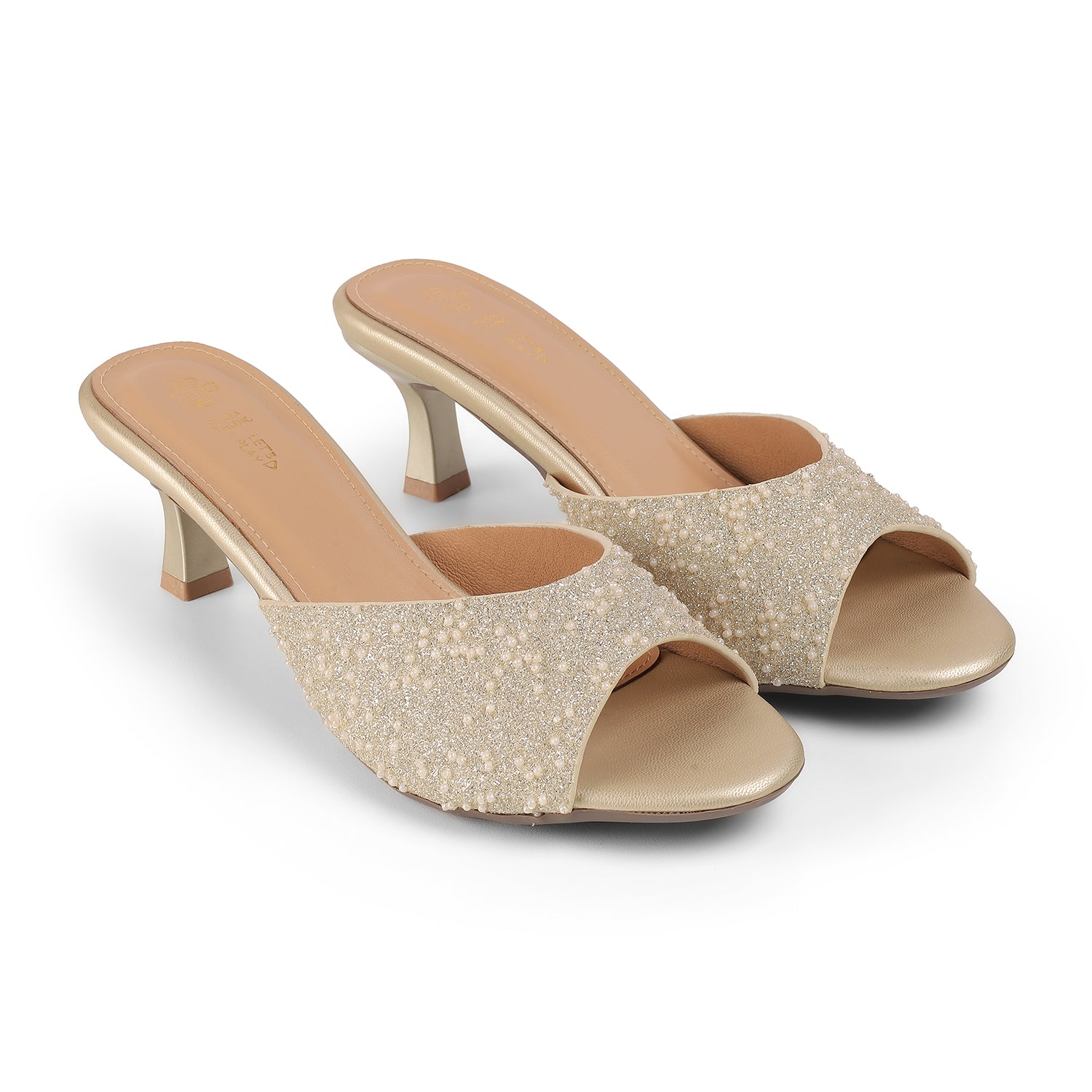 Tresmode Maines Gold Women's Dress Heel Sandals