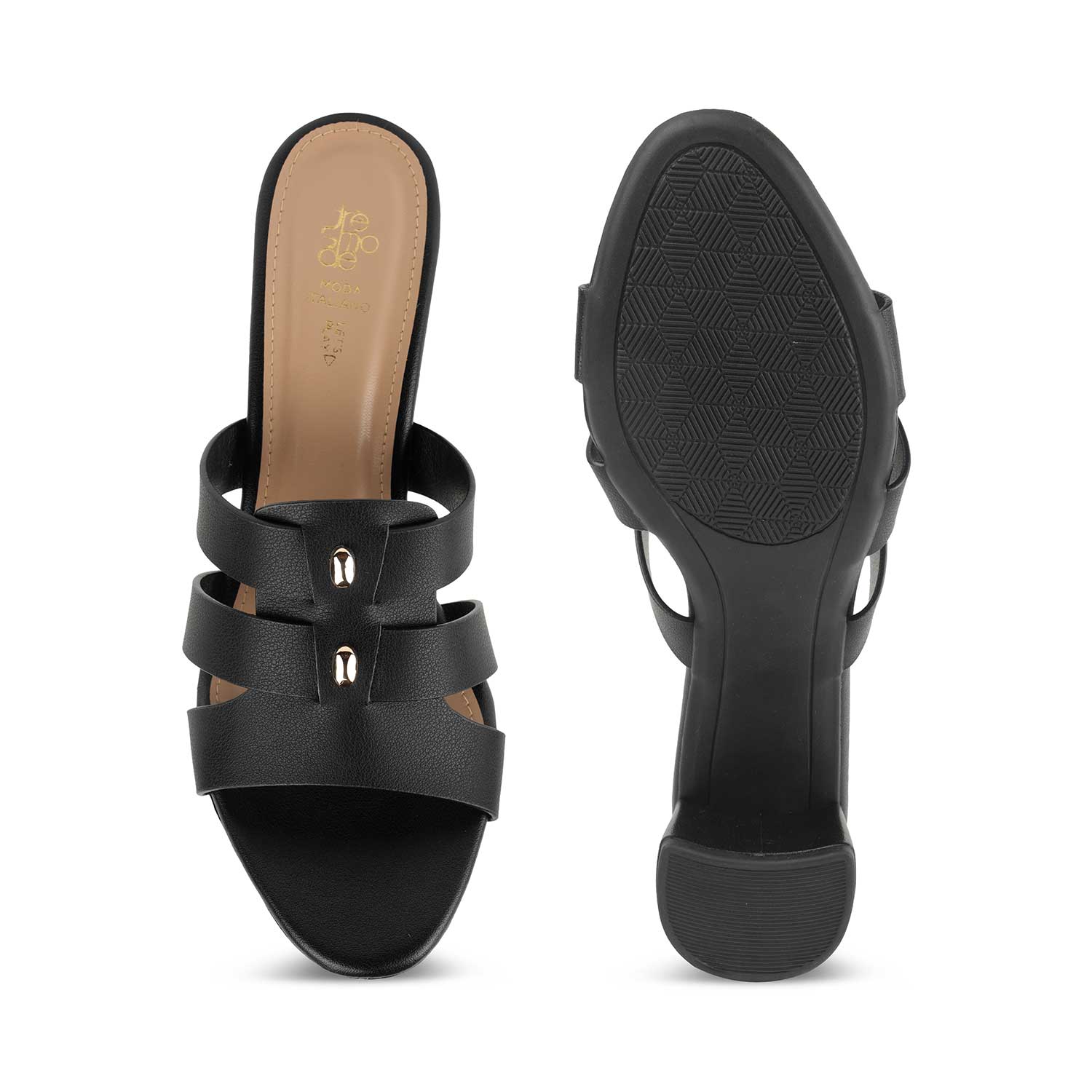 Tresmode Marzio Black Women's Dress Block Heel Sandals