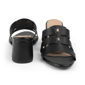 Tresmode Marzio Black Women's Dress Block Heel Sandals