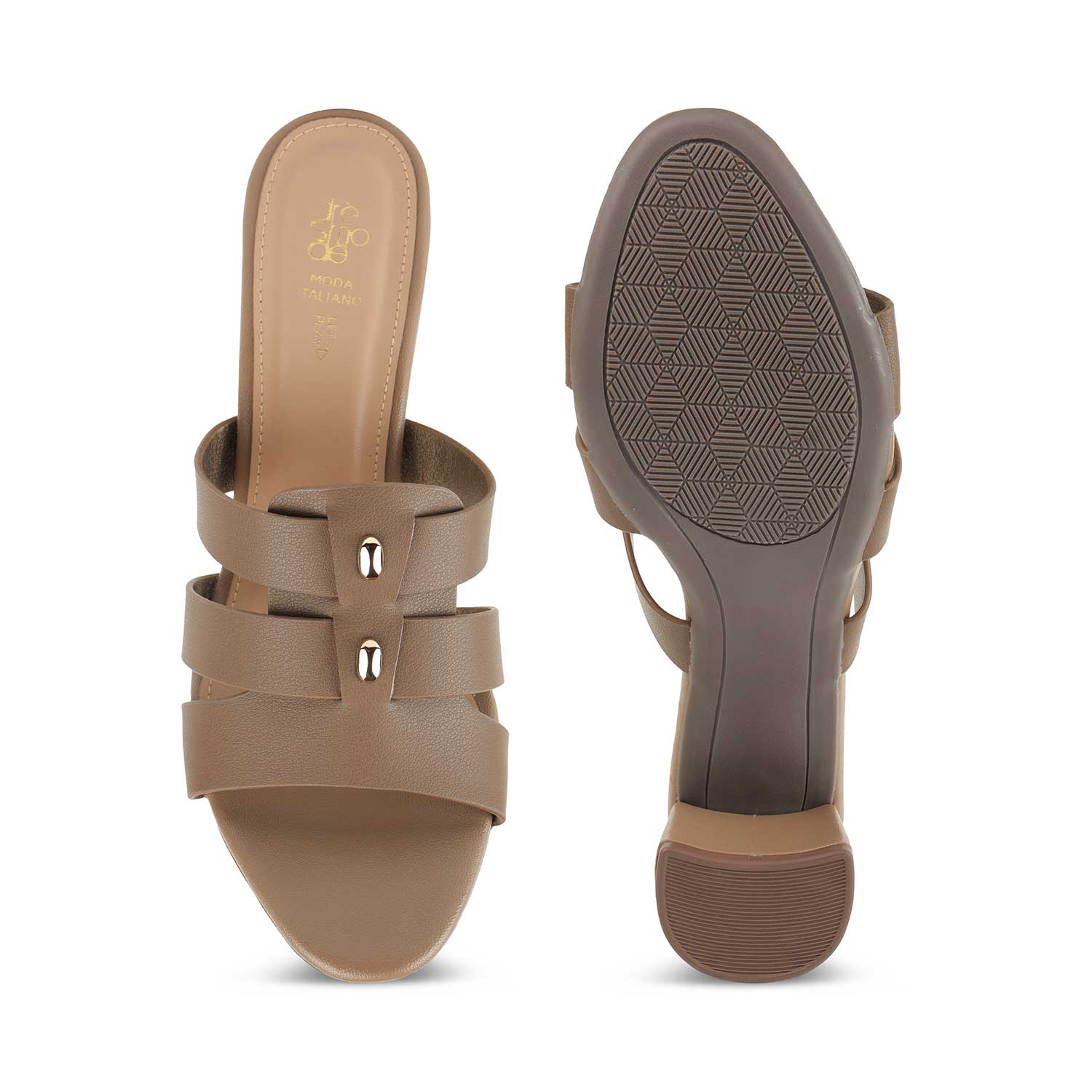 Tresmode Marzio Taupe Women's Dress Block Heel Sandals