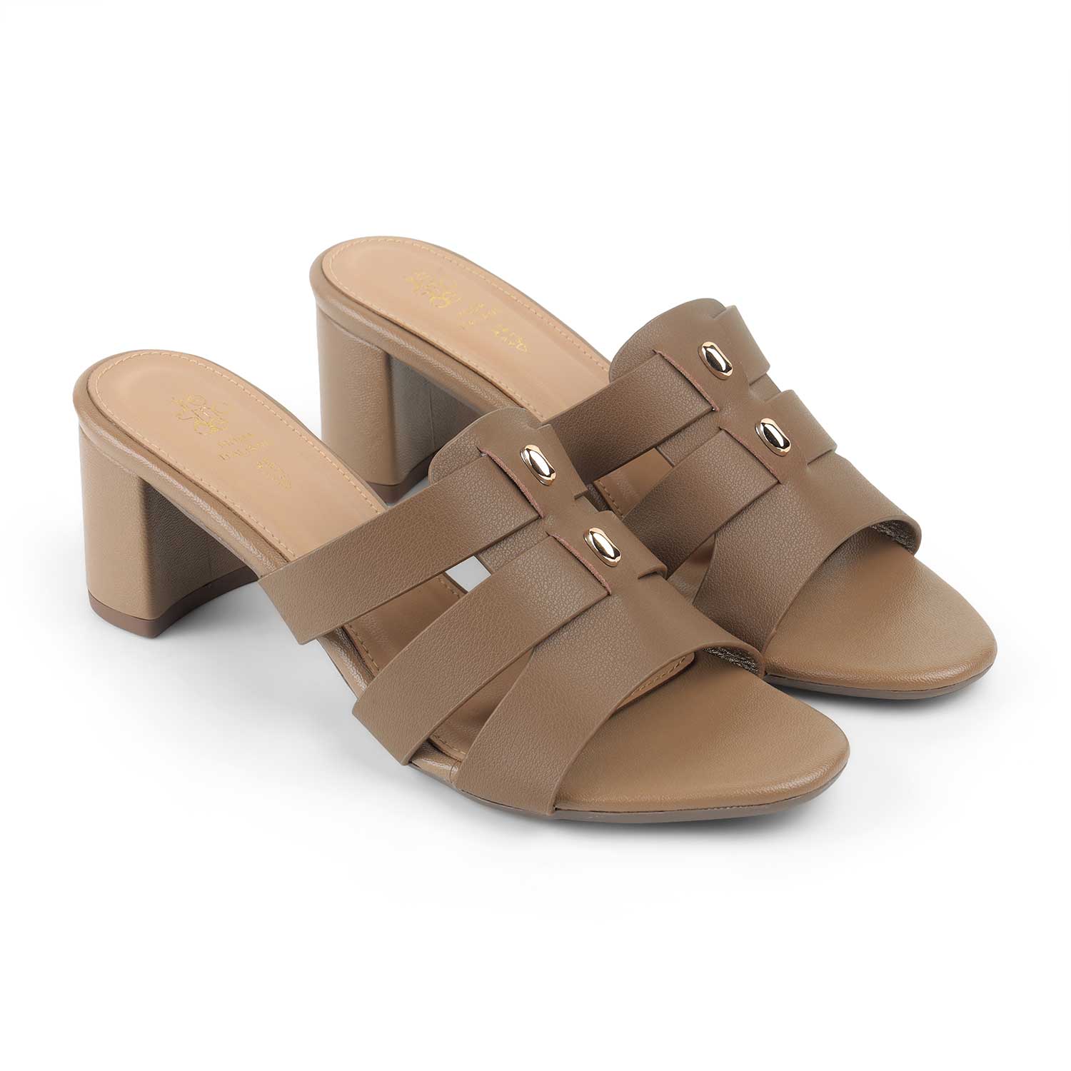 Tresmode Marzio Taupe Women's Dress Block Heel Sandals