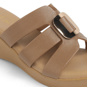 Tresmode Masili Beige Women's Casual Wedge Sandals
