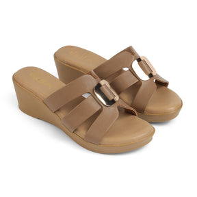 Tresmode Masili Beige Women's Casual Wedge Sandals