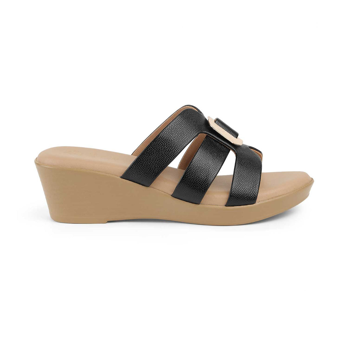 Tresmode Masili Black Women's Casual Wedge Sandals