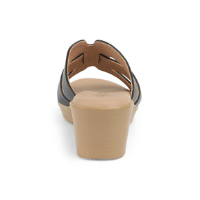 Tresmode Masili Black Women's Casual Wedge Sandals
