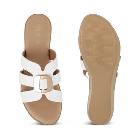 Tresmode Masili White Women's Casual Wedge Sandals