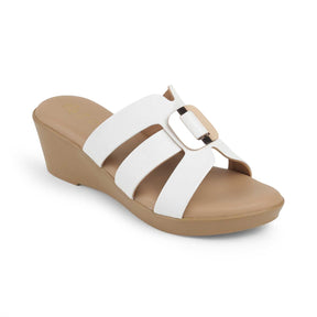 Tresmode Masili White Women's Casual Wedge Sandals