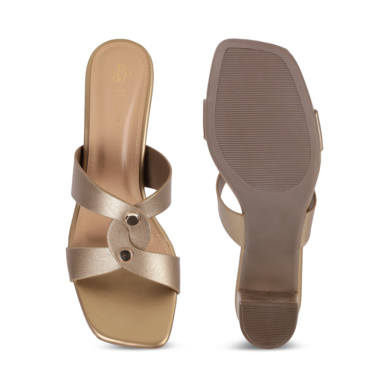 Tresmode Mataya Bronze Women's Dress Block Heel Sandals