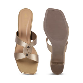 Tresmode Mataya Bronze Women's Dress Block Heel Sandals
