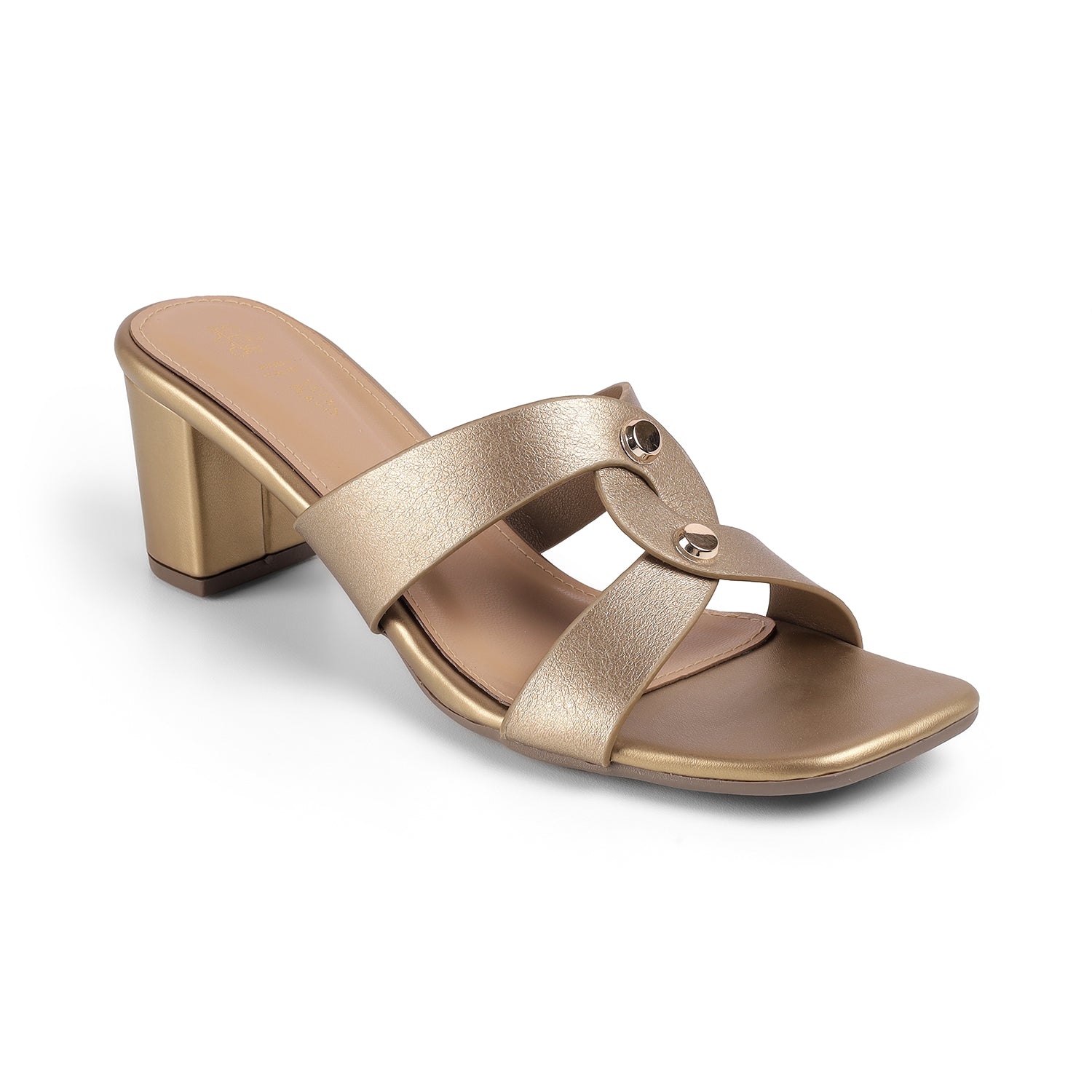 Tresmode Mataya Bronze Women's Dress Block Heel Sandals