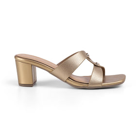Tresmode Mataya Bronze Women's Dress Block Heel Sandals