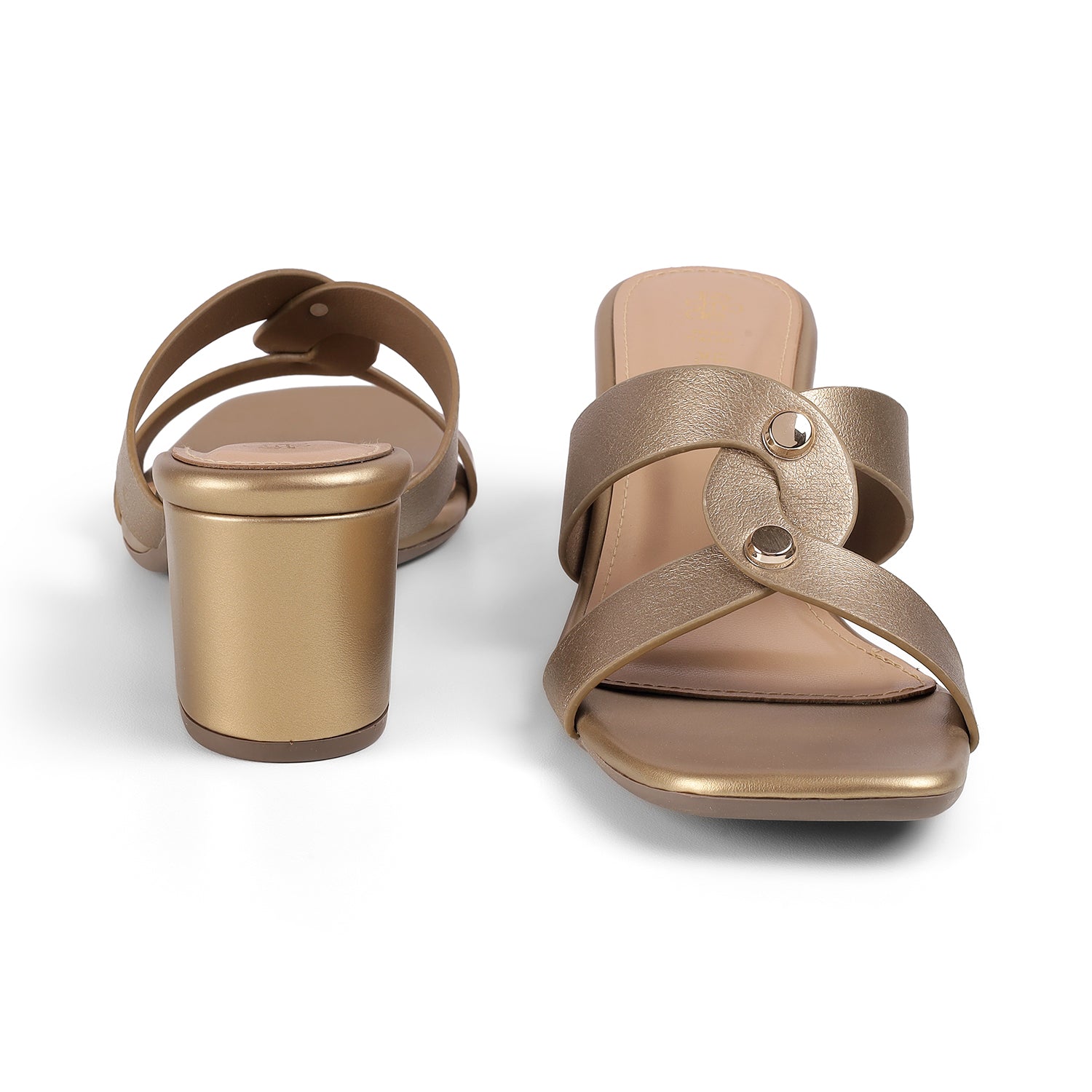 Tresmode Mataya Bronze Women's Dress Block Heel Sandals