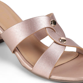 Tresmode Mataya Champagne Women's Dress Block Heel Sandals