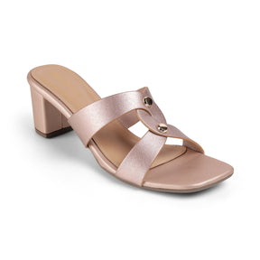 Tresmode Mataya Champagne Women's Dress Block Heel Sandals