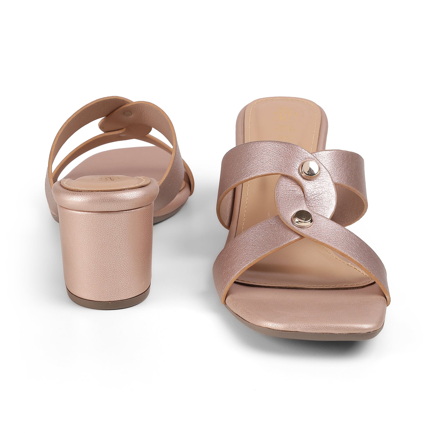 Tresmode Mataya Champagne Women's Dress Block Heel Sandals