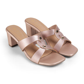 Tresmode Mataya Champagne Women's Dress Block Heel Sandals