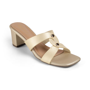 Tresmode Mataya Gold Women's Dress Block Heel Sandals