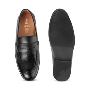 Tresmode Mel Black Men's Leather Penny Loafers