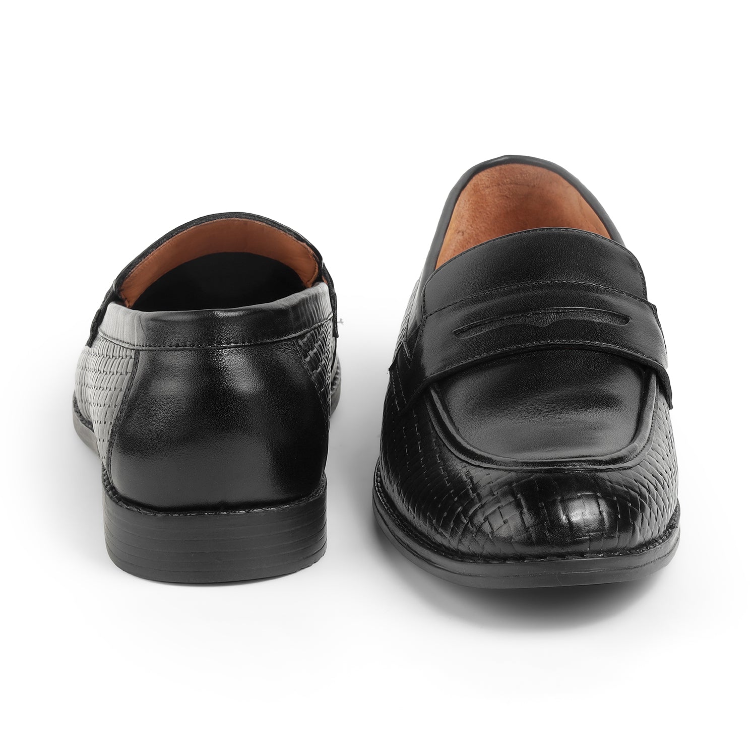 Tresmode Mel Black Men's Leather Penny Loafers