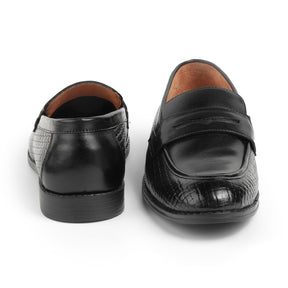 Tresmode Mel Black Men's Leather Penny Loafers