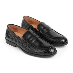 Tresmode Mel Black Men's Leather Penny Loafers