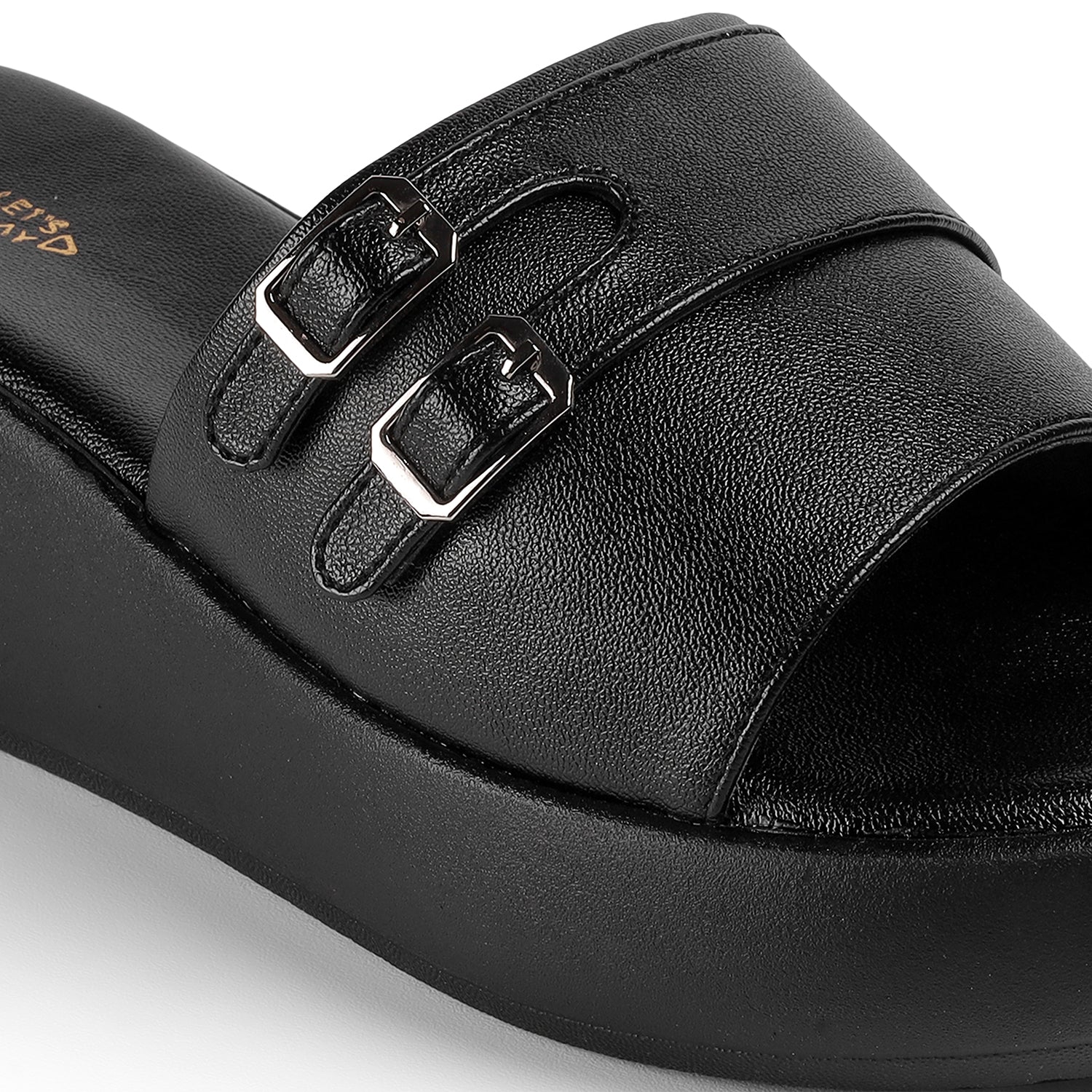 Tresmode Menton Black Women's Casual Wedge Sandals