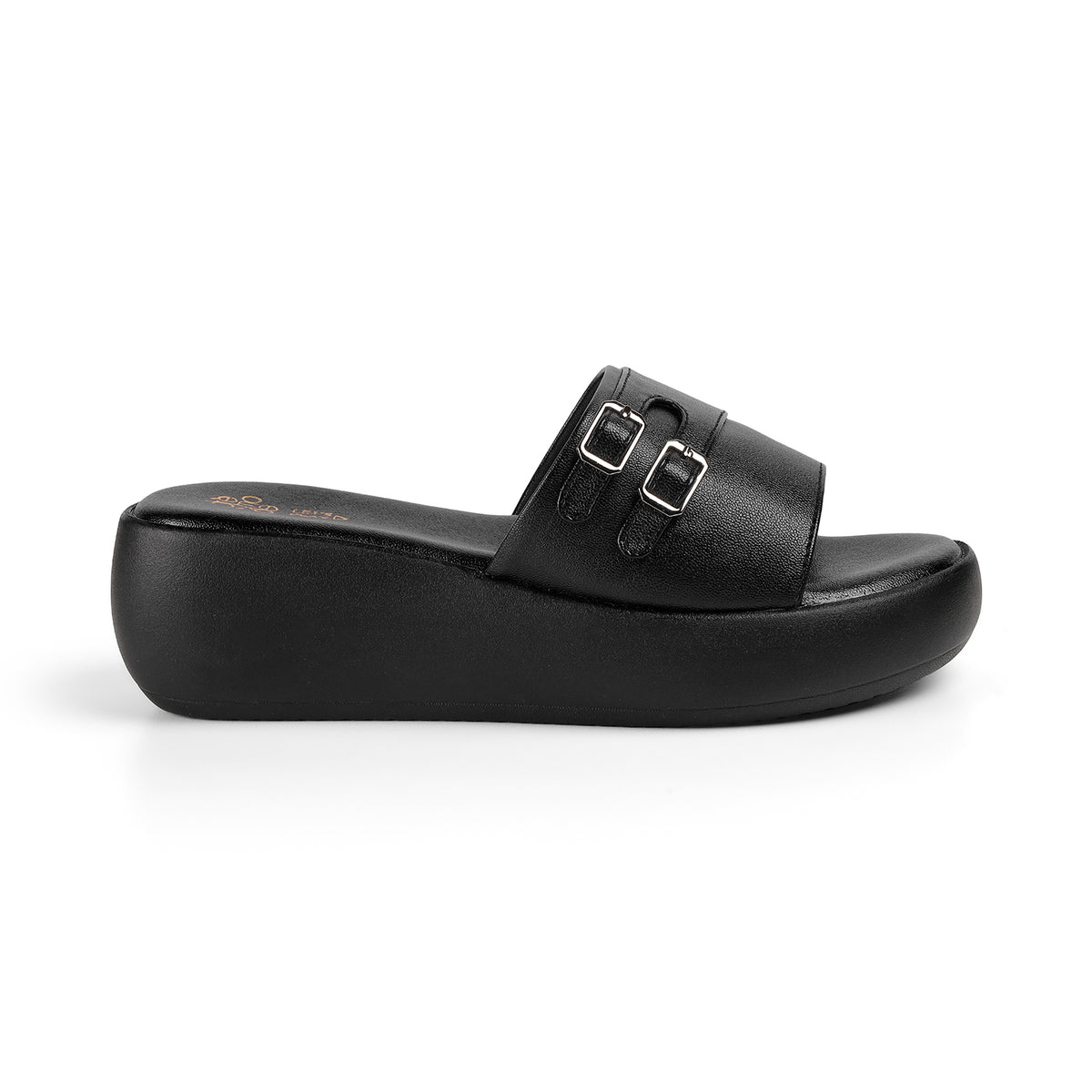 Tresmode Menton Black Women's Casual Wedge Sandals