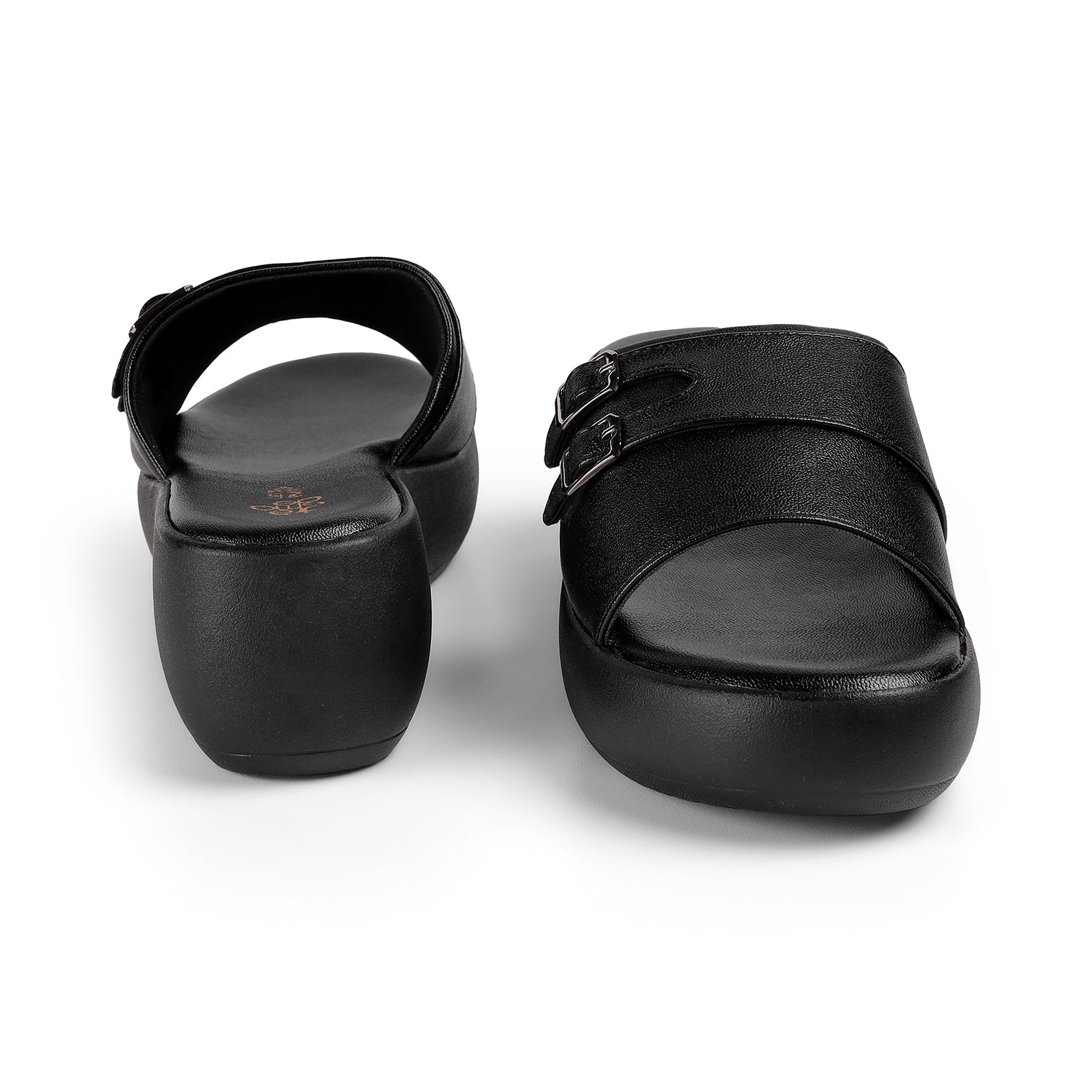 Tresmode Menton Black Women's Casual Wedge Sandals