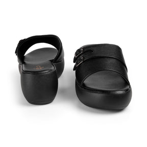 Tresmode Menton Black Women's Casual Wedge Sandals