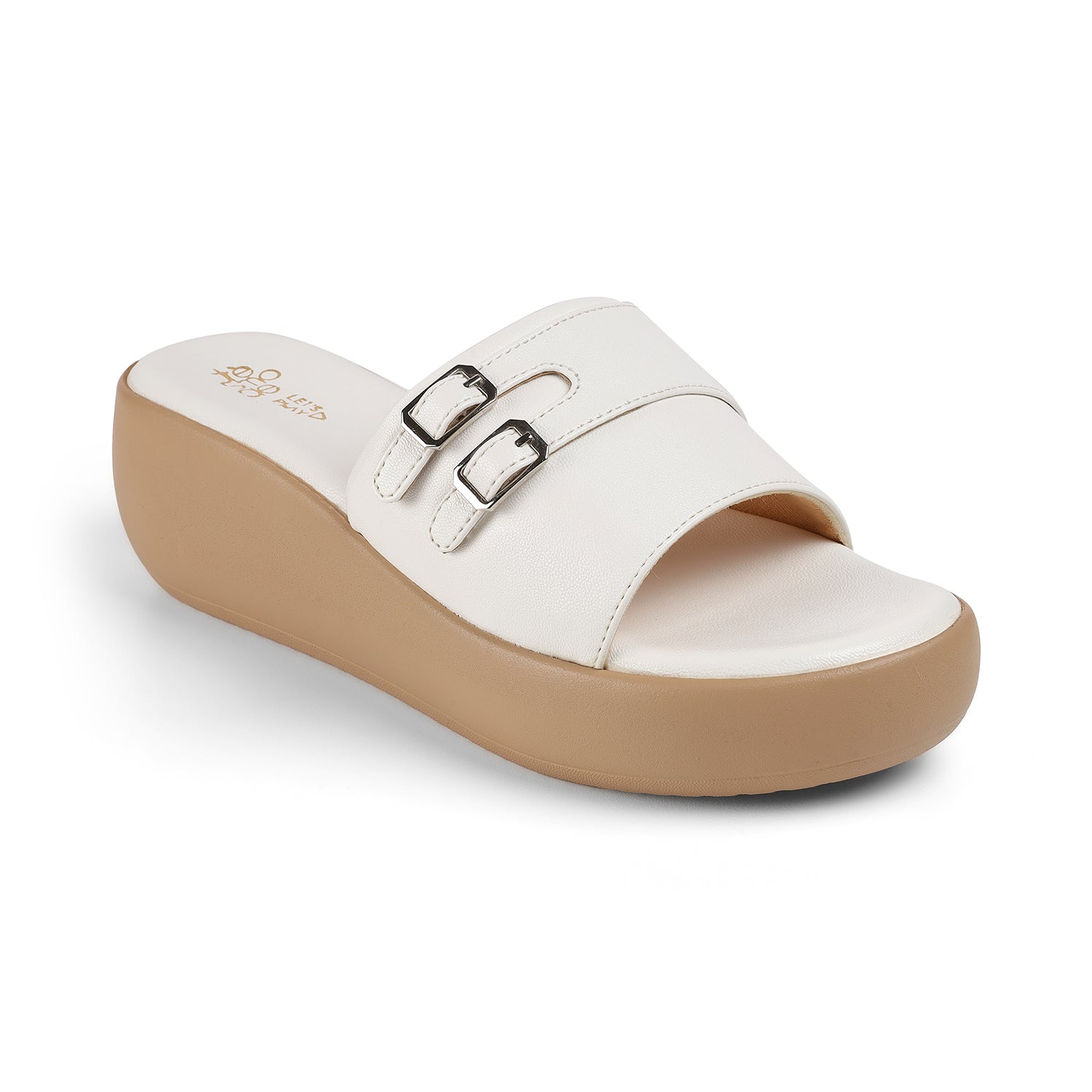Tresmode Menton White Women's Casual Wedge Sandals